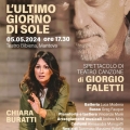 ArteS porta al Bibiena ‘L’ultimo giorno di sole’ di Giorgio Faletti con Chiara Buratti. Domenica 5 m...